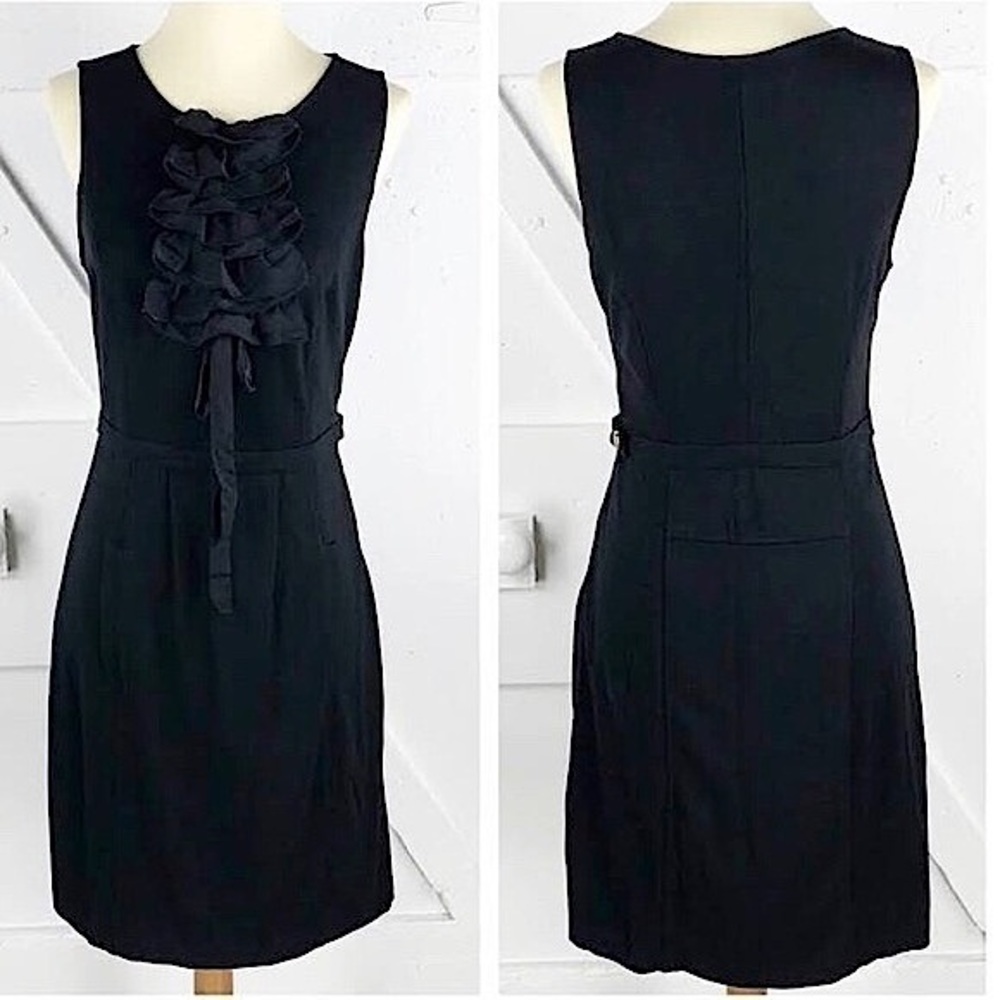 Anthropologie Leifsdottir Black Ruffle Bib Dress